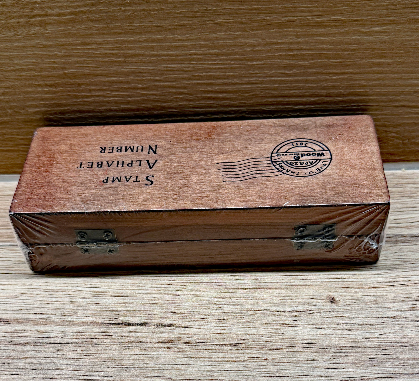 Abécédaire 42 tampons bois - Alphabet vintage avec boîte