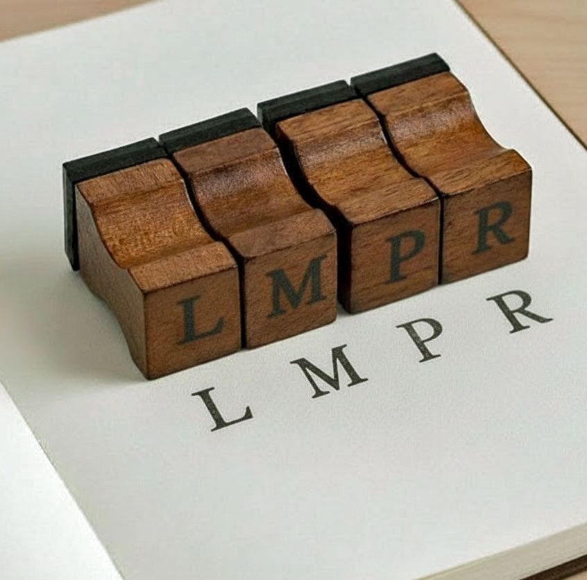 Abécédaire 42 tampons bois - Alphabet vintage avec boîte