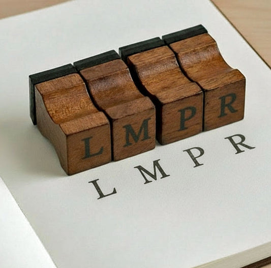 Abécédaire 42 tampons bois - Alphabet vintage avec boîte