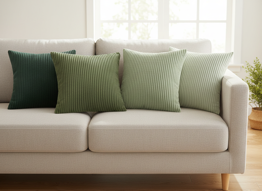 Housses de Coussin Velours Côtelé - Lot de 4 - 45x45 cm